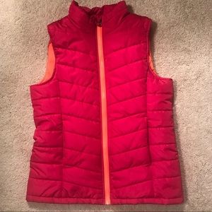 Land’s End Pink and Orange Quilted Puffer Vest size M